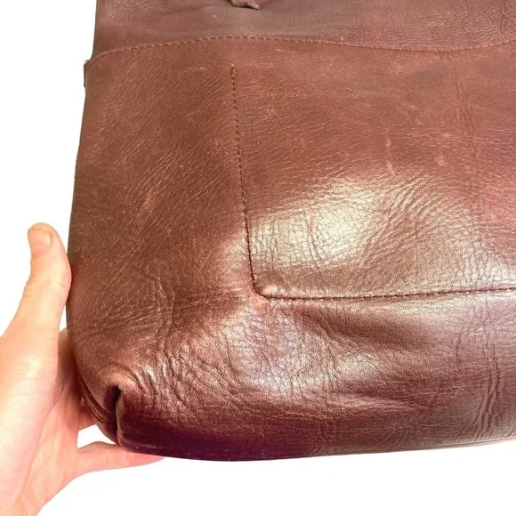 Madewell burgandy leather tote foldover messenger crossbody bag - Picture 5 of 13